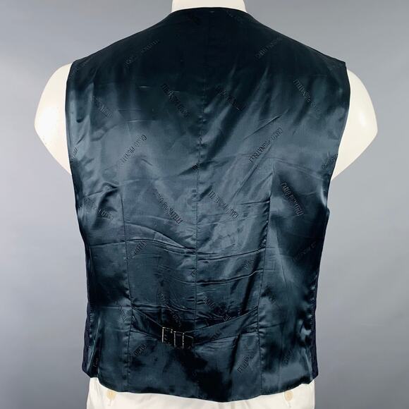 CARLO PIGNATELLI Size 44 Navy Embroidery Acetate Wool Vest - Picture 4 of 7